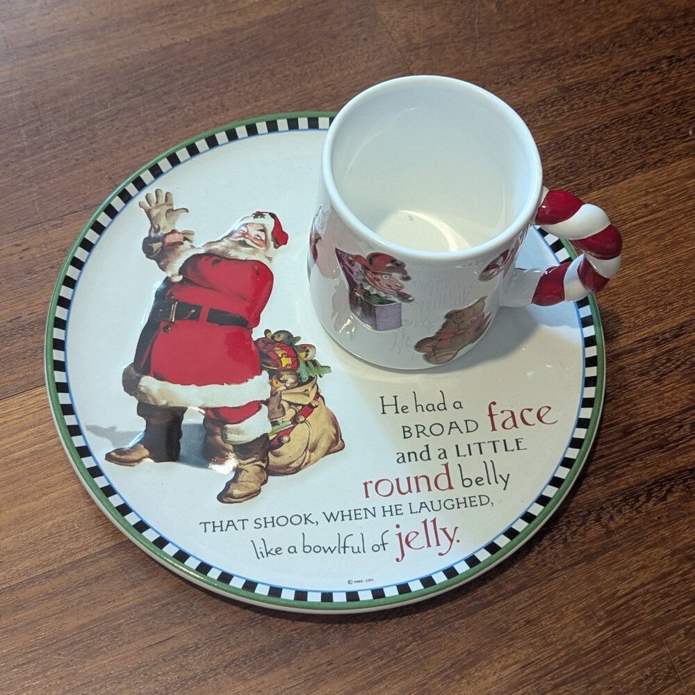 Hallmark Twas the Night Before Christmas Mug & Cookie Plate Set -pre-owned